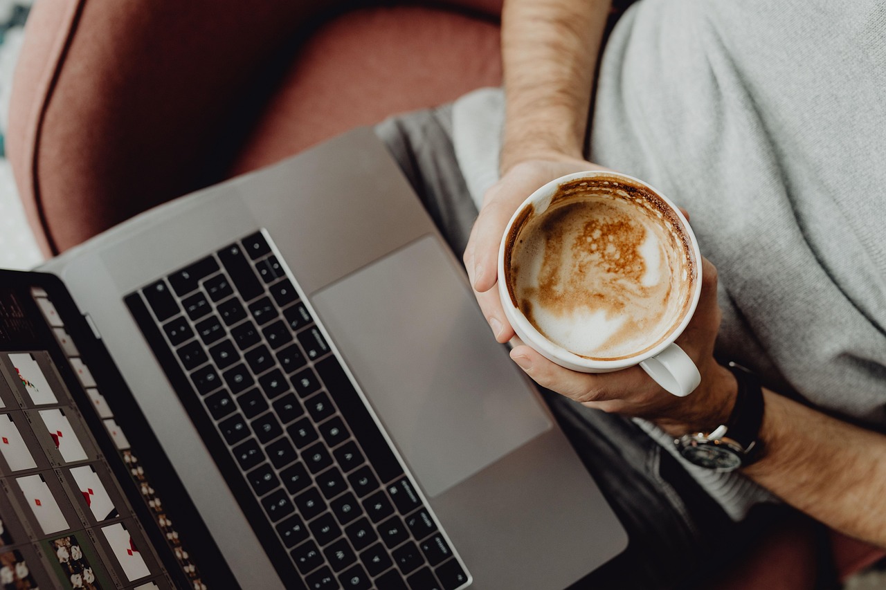 Coffee, cup, computer — Legal Considerations for Mail Order Cannabis Purchases